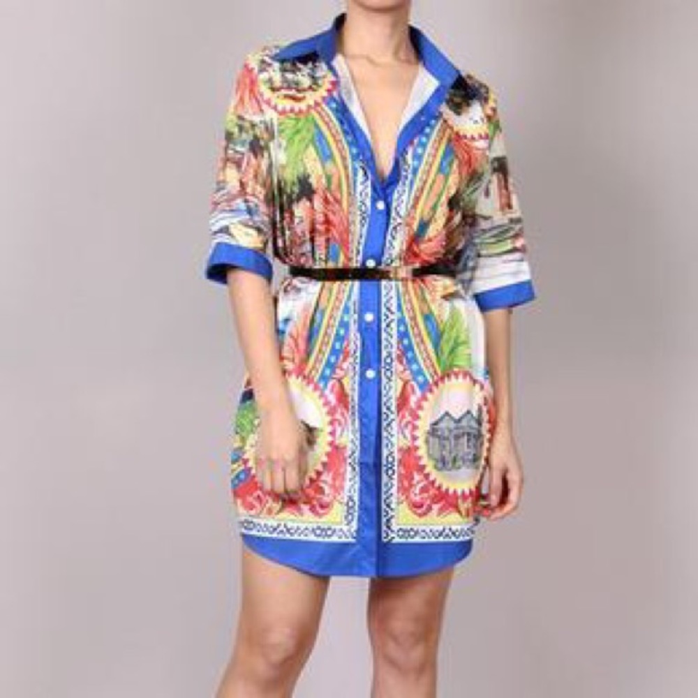 Printed Button Down Dress